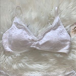 BECCA Rebecca D Cup White Crochet Bikini Top